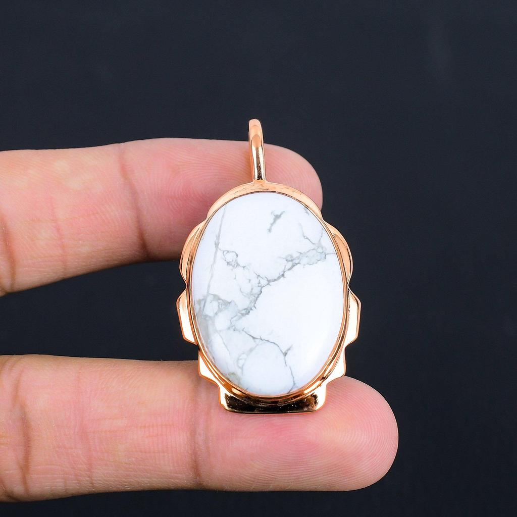 Howlite Gemstone Handmade Copper Jewelry Amazing Pendant For Wedding Gift