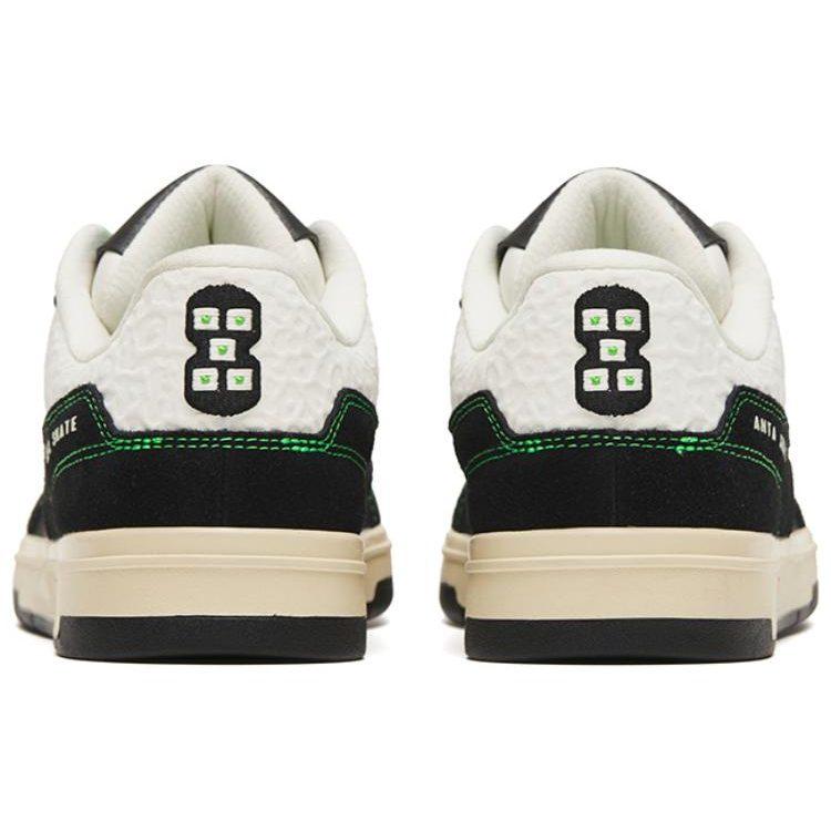 Anta Jie Ao Non slip Lightweight Low top Skateboard Shoes Women's Black White Green 122248090S-1