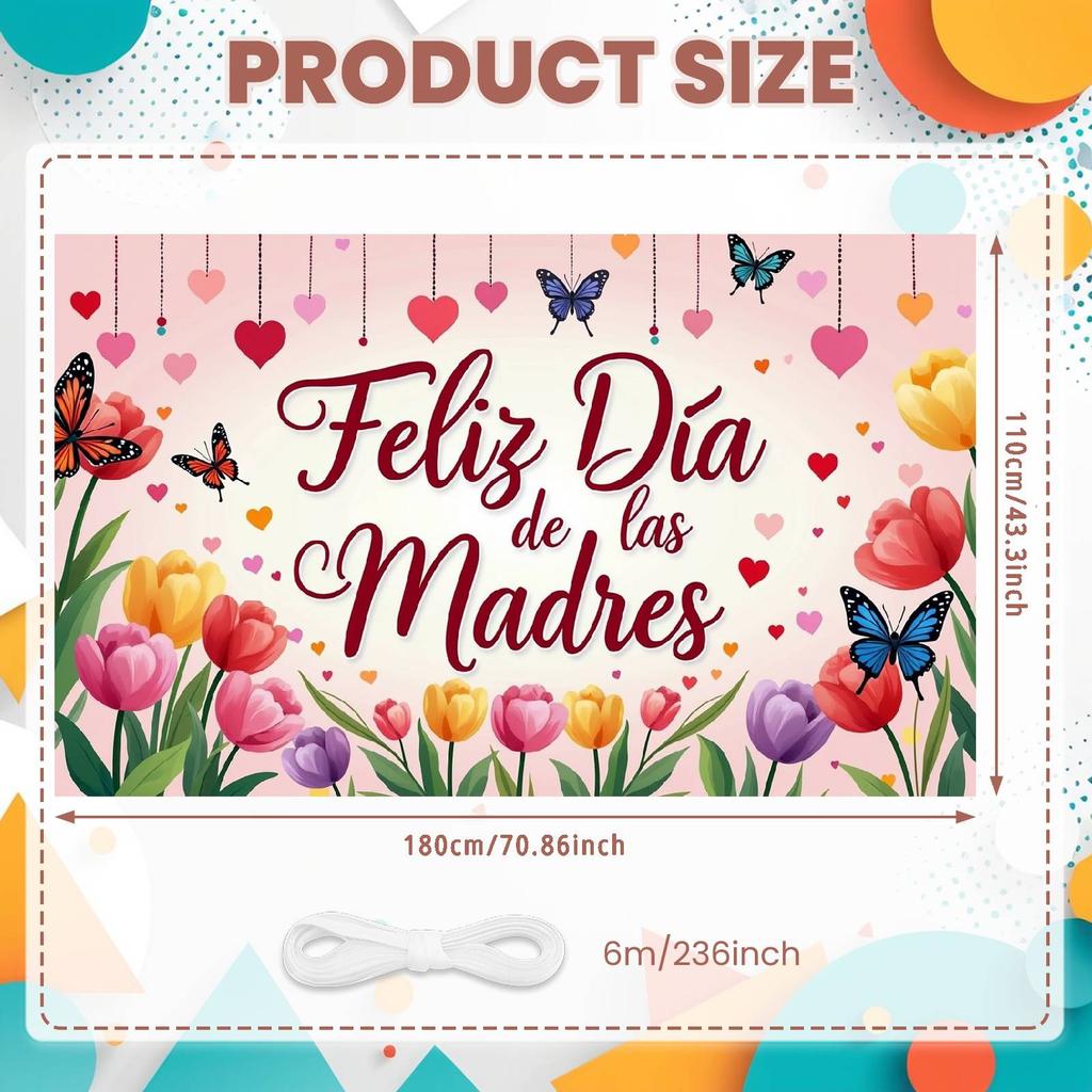 Mother's Day Backdrop Floral Design Feliz Día De Las Madres Banner Love Mom Background Romantic  Mom Tribute Display
