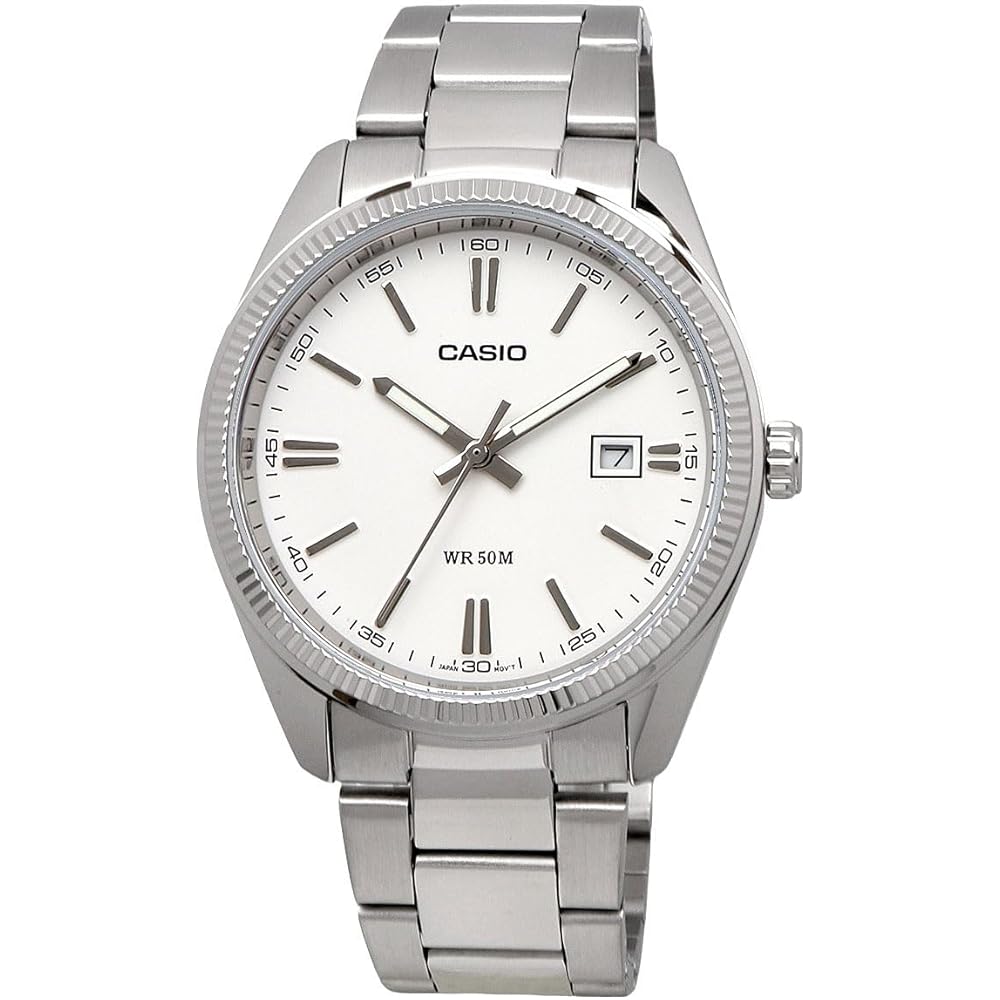 Casio MTP-1302D-7A1V Analog Quartz Men's Watch Silver Metal Band White Dial
