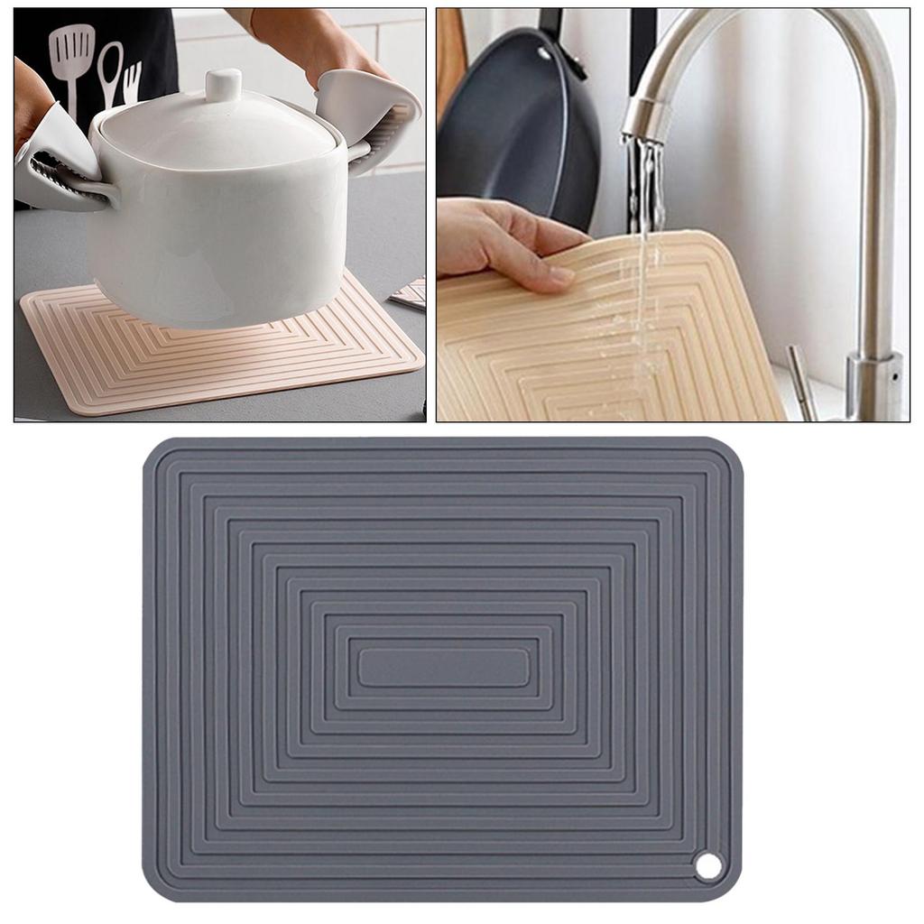 Waterproof Non Slip Drying Pad Hot Pot Holder Heat Resistant Silicone Drain Pad