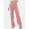 Fashionable Women's Casual Straight Leg Pants with High Waist Button Elastic Band Multiple Pockets Trousers Women’s