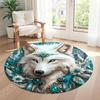Wolf Round Office Rug Design for Dormitory Entryway Playrooms Living Rooms Anti-slip Round Rug Anime Office Decor Perfect Birthday Christmas Gift Idea