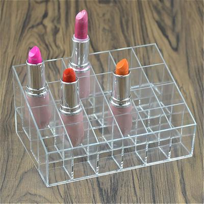 24 Fächer Lippenstift Nagellack Displayständer Trapezförmig Kunststoff Transparent Make-up Ständer Regal Kosmetik Organizer Halter Box
