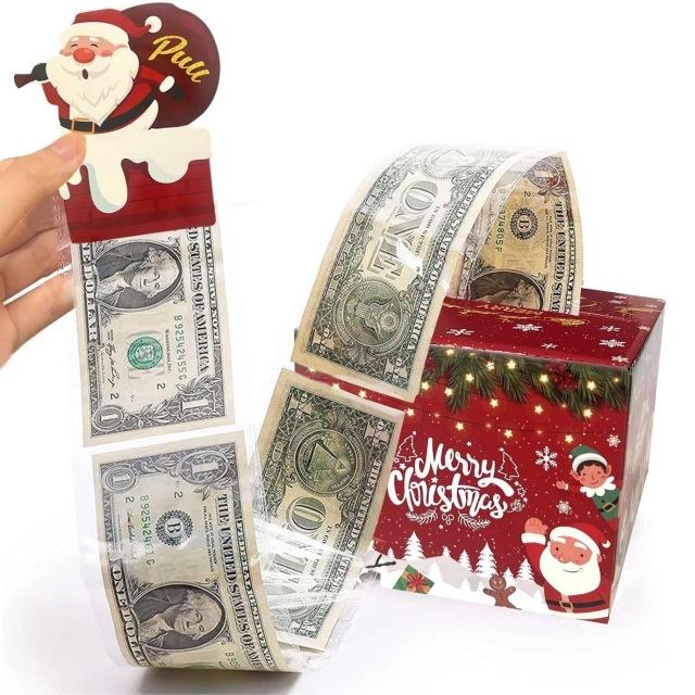Christmas Money Boxes Cash Gift Boxes Happy New Year Fireworks Bank Note Box Party Festival Atmosphere Surprise Decorations Prop