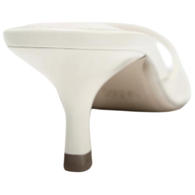 ZARA Fashionable Comfortable Patent Leather Effect High Heels Slide Sandals Women Footwear White 2361510001