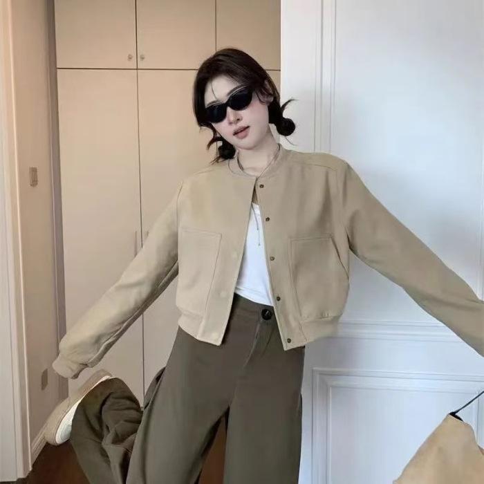 

Women s Trendy Retro Baseball Jacket – Fall 2025 Casual Loose-Fit Design 2XL хаки