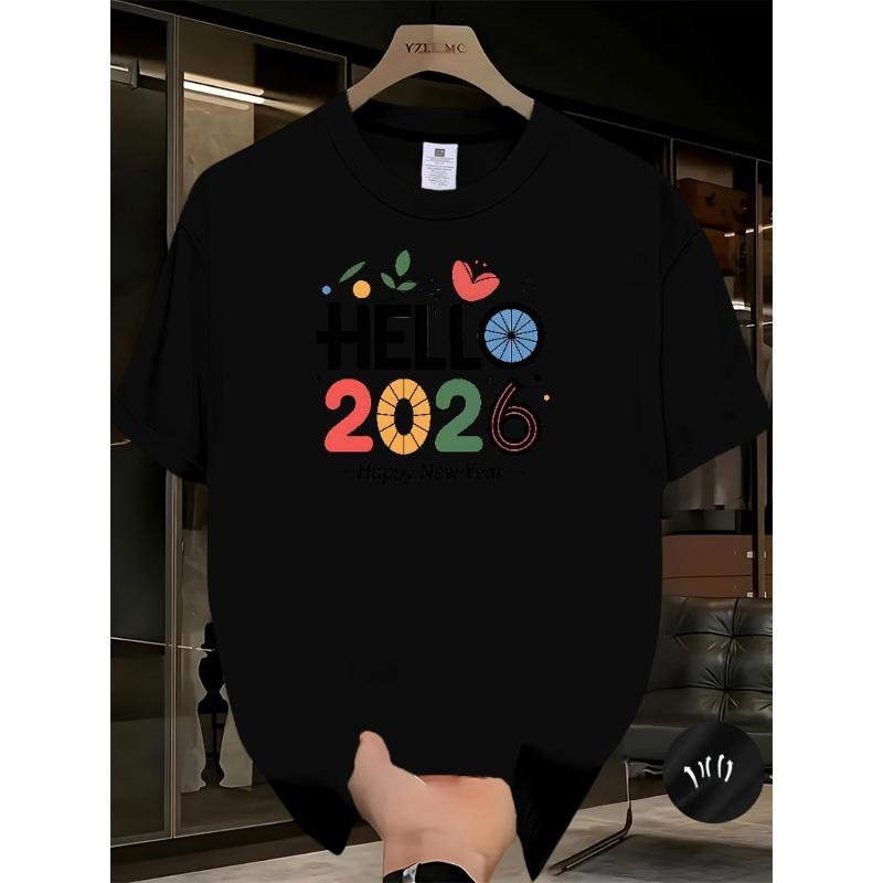 

European sizes Comfortable Sports T-Shirt for Both Men And Women, Creative Graffiti Print for The New Year, Stylish Design, Casual Men S Sports Tee S чёрный