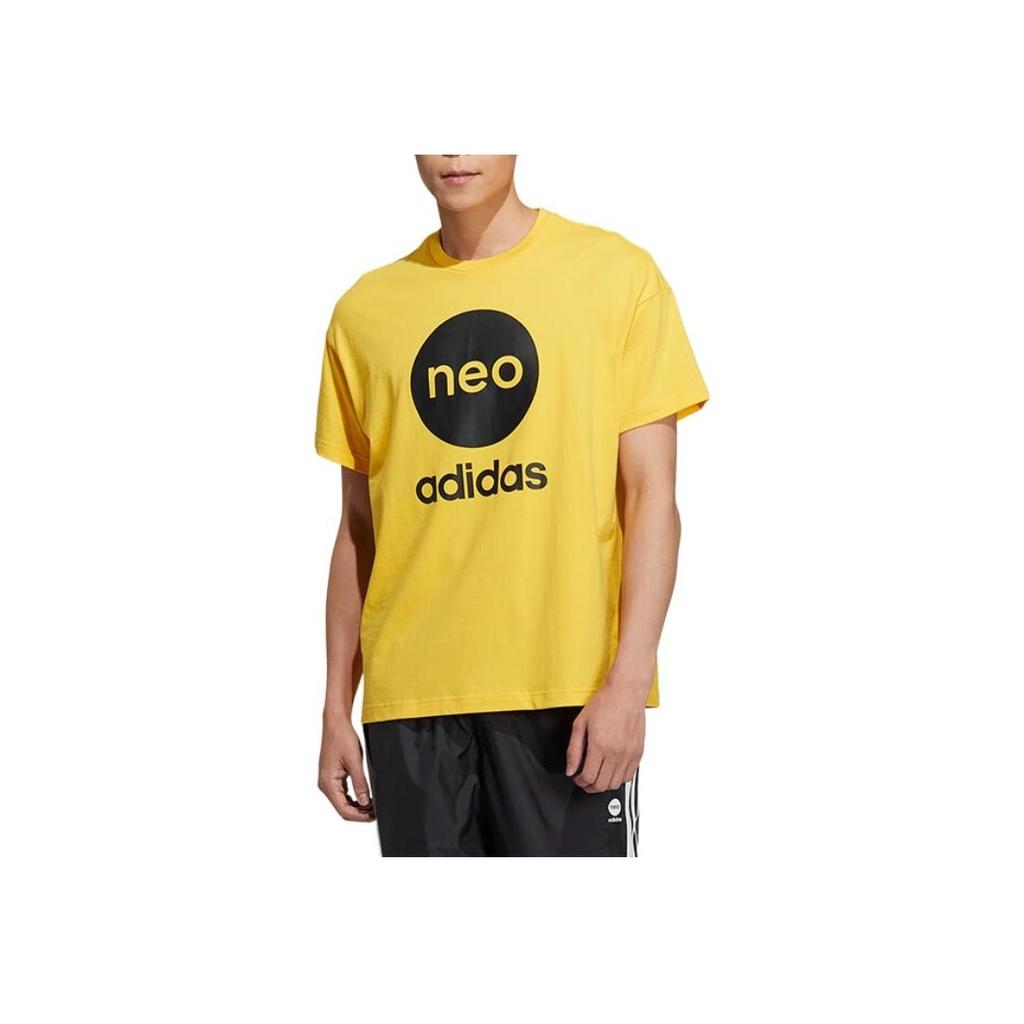 Adidas Neo Letter Print Crew Neck Short Sleeve T-Shirt Men Tops Yellow HM9563
