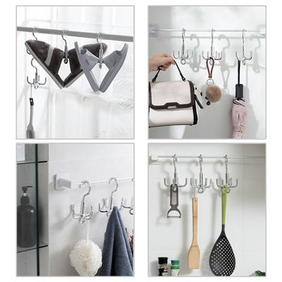 Praktický háček na šatní tyč s otočným věšákem na opasky o 360 stupňů se 4 háčky pro úsporu místa, úložný prostor na tašky a příslušenství