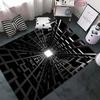3D Visual Arts Black Geometric Space Print Rug, Washable Rugs for Living Room Bedroom, Kids Boys Girls Decor Mat Modern Carpet