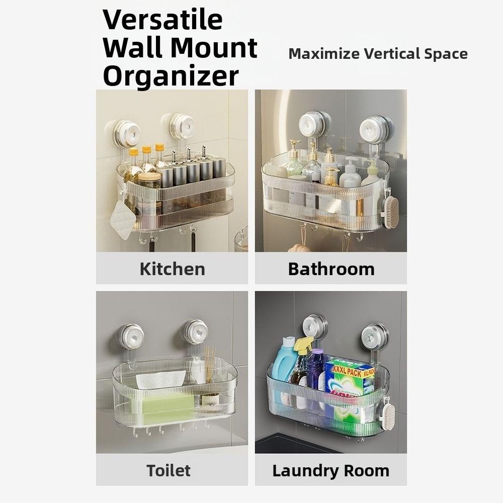 Transparent Kitchen Storage Box Suction Cup Storage Rack New Bathroom Shelves Home Supplies