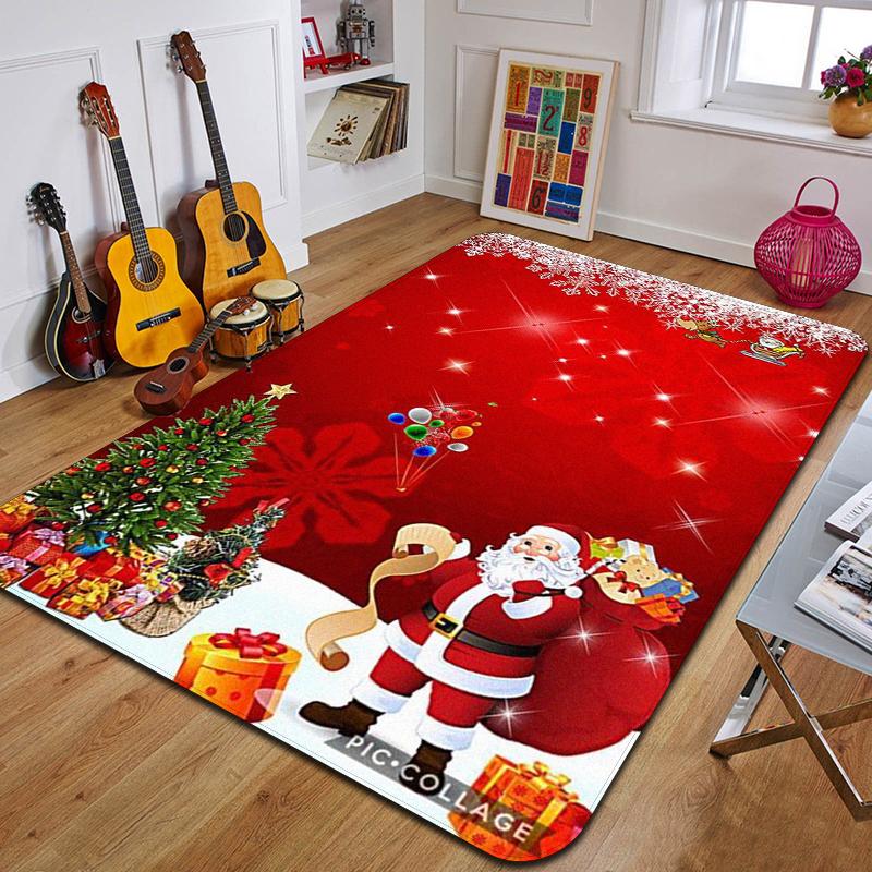 Weihnachtsmann Teppich bedruckte Eingangsfußmatte Wohnzimmer Schlafzimmer Badezimmer rutschfester Teppich Heimdekorative Bodenmatte Neujahrsgeschenk