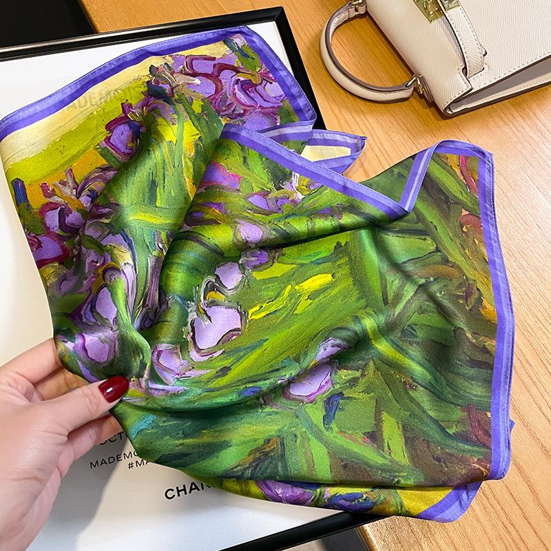 Fashion 100% Real Silk Scarf 53cm Square Bandelet Women's Silk Temperament Small Scarf Neck Decorative Wrap Printed Scarves