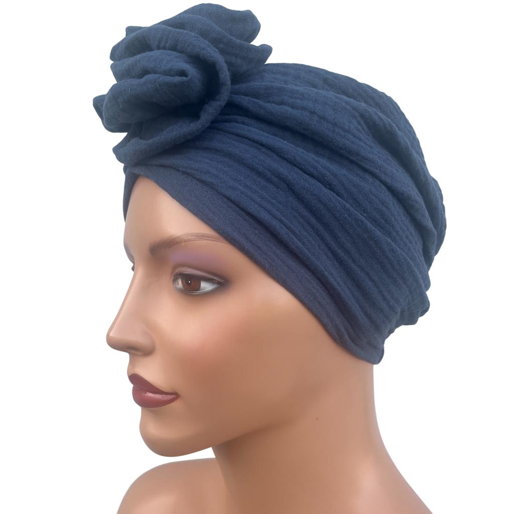 Klasyczny Turban Z Różą Mussa 007 Z Muślinu Bawełnianego Komfort I Styl