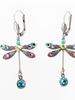 Elegant Personalized Carved Dragonfly Earrings Seven colored gems Hook Drop Earrings Wedding Engagement Earrings for women
