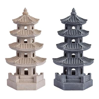 Solar Pagoda Lantern Resin Statue Outdoor Garden Ornaments Japanese Decorative Sculpture for Balcony Porch