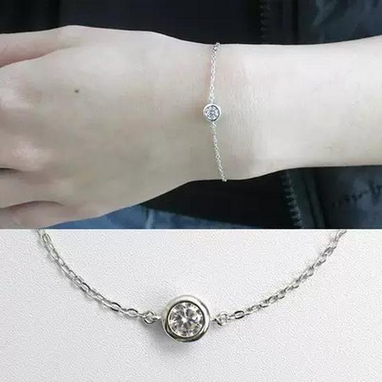 Beixi S925 Sterling Silver Korean Geometric Zircon Bracelet S925 Silver