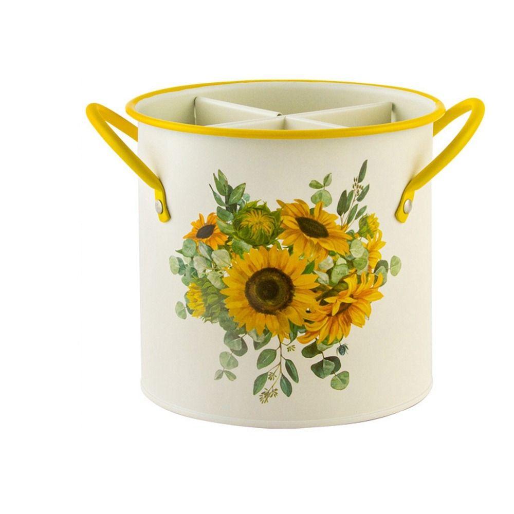 

4 Compartment Cutlery Storage Organizer Metal Chopstick Bucket Rustic Retro Chopsticks Holde Home Sunflower