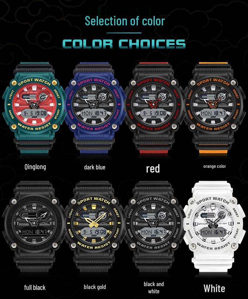 Sanda Dual Display Student Sports Watch - Multi-functional Chinese Style with Calendar