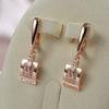 Glossy Dangle Earrings  Rose Gold Simple Square Natural Zircon Earrings For Women High Quality Daily Fine Jewelry