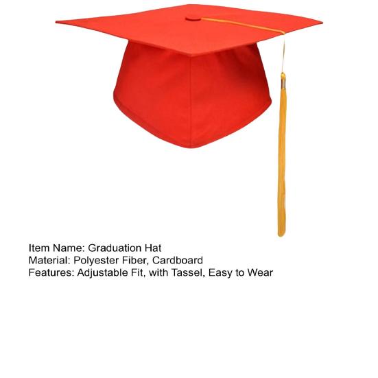 Absolventenhut mit Quaste, verstellbare Größe, leicht, matt, robust, für Abschlussfeiern und Partys