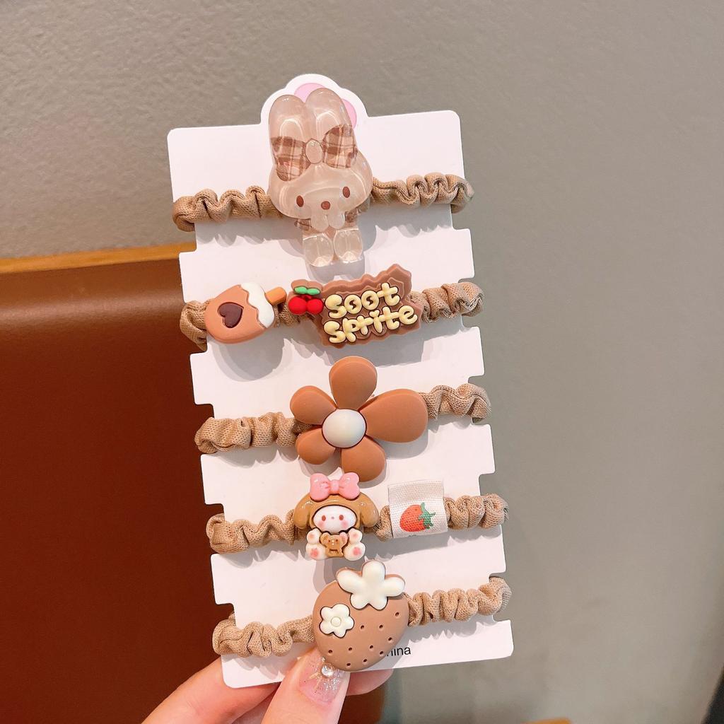 Coffee Girl Hair Band Student Small Intestine Band Hair Tie Children Hair Rope Girl Heart Cute Ponytail Headband Hair Accessories
