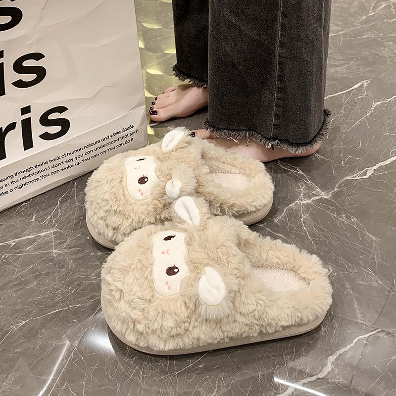 Confinement Baumwollpantoffeln Damen niedlich Lamm Herbst und Winter neu Plüsch warm Zuhause Indoor dicksohlige Pantoffeln