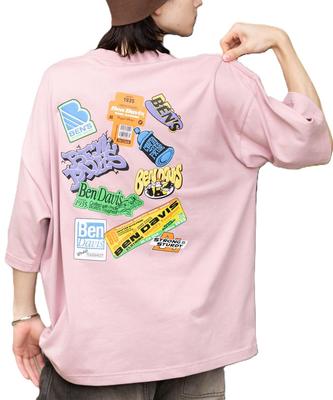 WEGO Ben Davis Kühlende Grafik Kurzarm Größe Benutzerdefiniert Sommergeschenk Herren T-Shirt, M, Rosa, Bestellung, Kleidung,