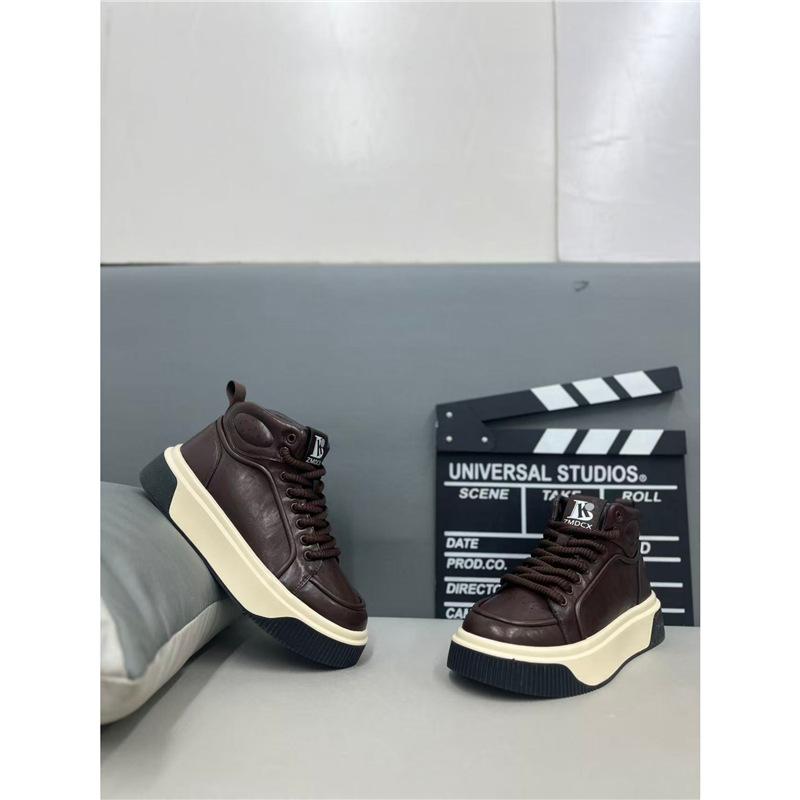 Winter new breathable leather thick-soled comfortable lace-up casual board shoes zmd