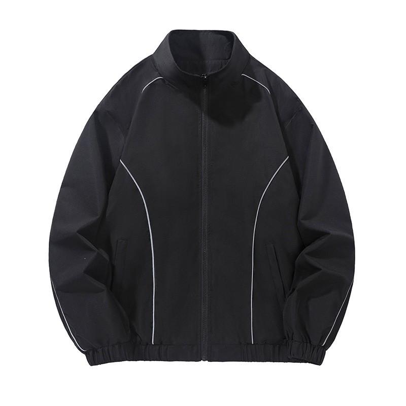 Chaqueta Reflectante con Rayas para Hombre 2026 Ropa Deportiva para Exteriores Corte Holgado Cortavientos Abrigo Casual Senderismo Running