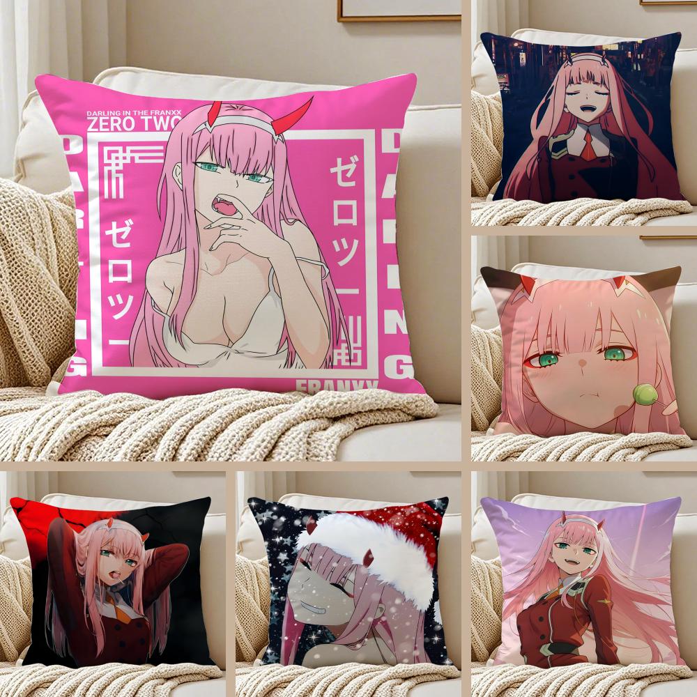 Anime Mecha 02 zero two DDARLING in the FFRANXX Cushion Cover Pillowcase Antidustmite living Room Sofa Decor Cushion Room