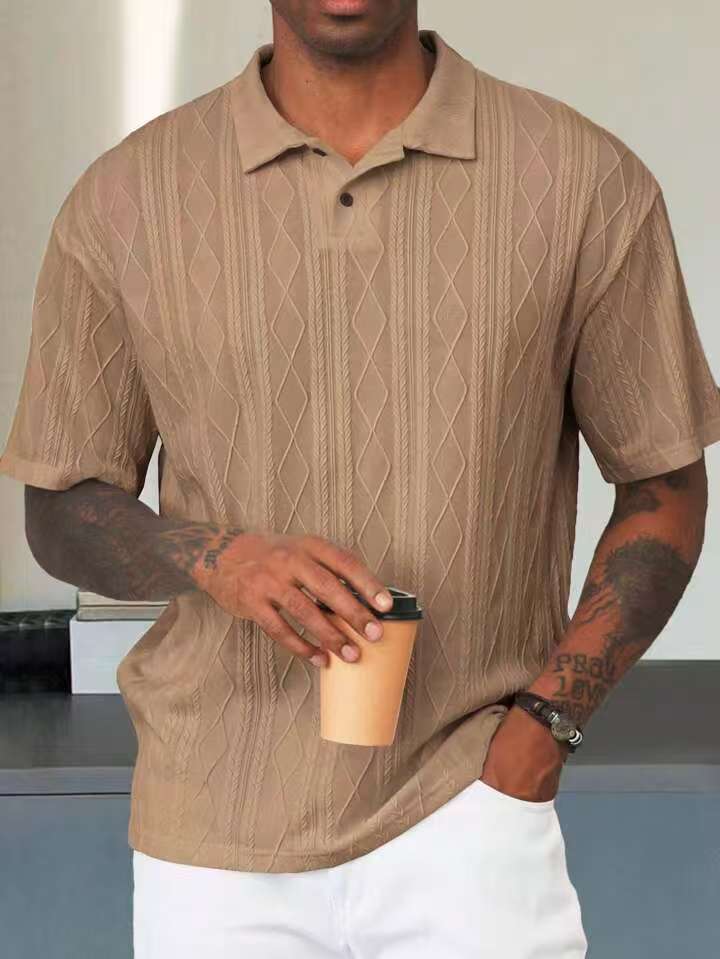 

Мужская рубашка-поло в стиле ретро с свободной текстурой 3XL хаки