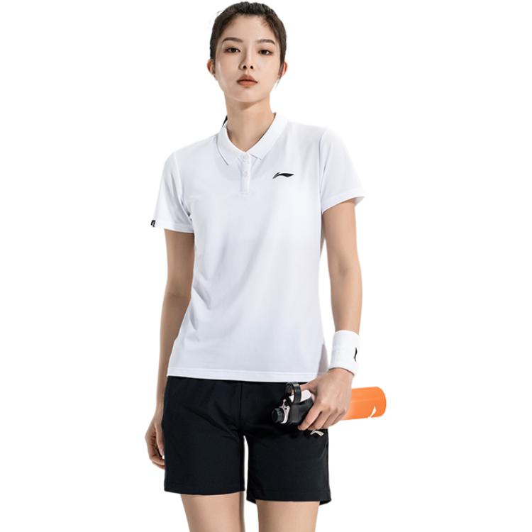 

Li-Ning Solid Color Simple Polo Collar Short Sleeve T-Shirt Quick Dry Cool Versatile Sports Shorts Casual Set Women sets APLR126-4+AKSUA22-1 XL