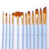 12Pcs Nylon Watercolor Brush Set Pointed Round Flat Head Soft Hair Hand Drawn Watercolor Artists Beginner's Art Painting Brushes