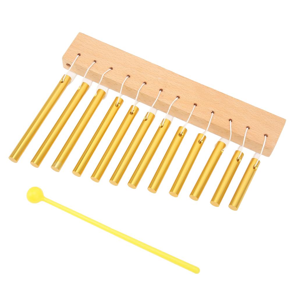 Wind Chime 12 Key Composite Wood Metal Easy Playing Wind Chime Ornament Percussion Instrument Gold