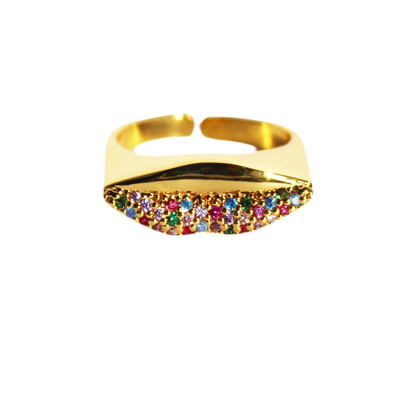 Niche Design Sense Color Zircon Lip Ring Women'S Three-Dimensional Abstract Sexy Lip Adjustable Ring 24