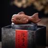Handmade Purple Clay Fish Tea Pet Nurturable Symbol of Abundance for Gongfu Tea Ceremony Home Desk Decor Collectible Gift
