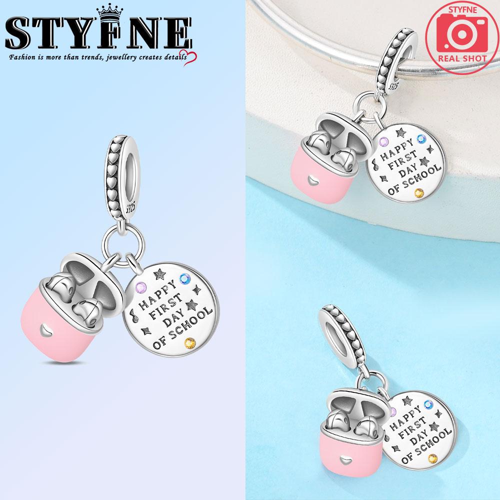 Copper Pink Glittering Zircon Heart Love Magic Headphones Backpack Charms Beads Fit Diy Bracelets Necklace Jewelry