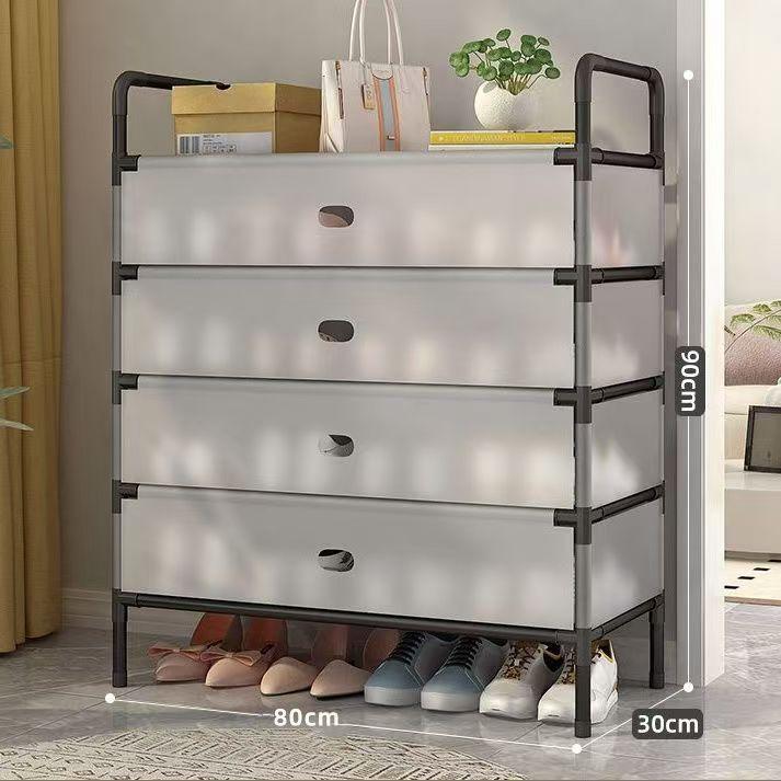 Sturdy Dustproof Multi-Layer Shoe Rack: Durable, Thickened, Large Capacity Storage Cabinet for Dorm or Rental Room.