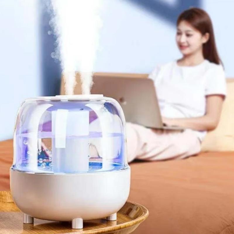 USB Luftbefeuchter mit hoher Kapazität für Zuhause LED-Licht Doppel-Sprüh-Diffusor Leiser Aromatherapie-Diffusor Luftbefeuchter