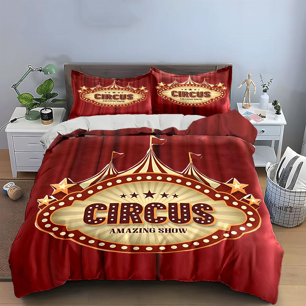 Circus Amazing Show Set Bedding Duvet Cover Set Duvet Cover Pillowcases (1*Duvet Cover 2*Pillowcases, without duvet insert)