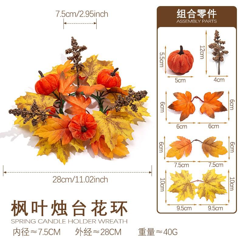 Künstlicher Ahornblatt Kürbis Kranz Thanksgiving Herbst Dekoration Tür Hänger Mit Kerzenhalter