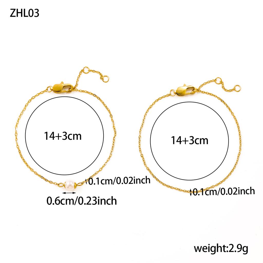 CARLIDANA Friendship 18K Gold Plated Stainless Steel Jewelry Gold Skinny Chain Bracelet Double Layer Bracelets Birthday Gift