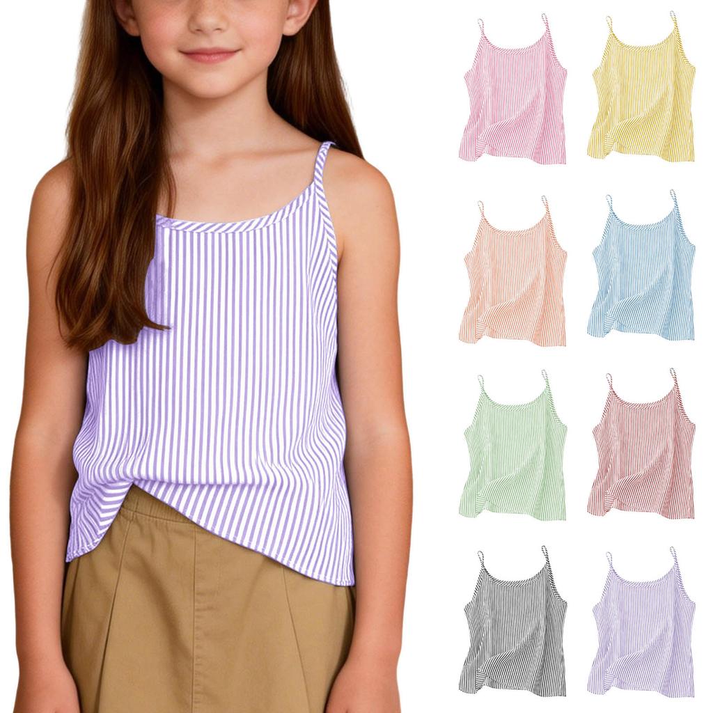Children's Fashionable And Cute Striped Sleeveless Camisole Casual Girls' Top