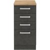 Meuble bas 4 tiroirs avec plan de travail - Gris mat - L 40 x P 51,6 x H 85 cm - LASSEN
