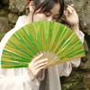 Folding Fan Colorful Handheld Fan with Bamboo Bones for Festivals Rave Parties Performance Home Decoration