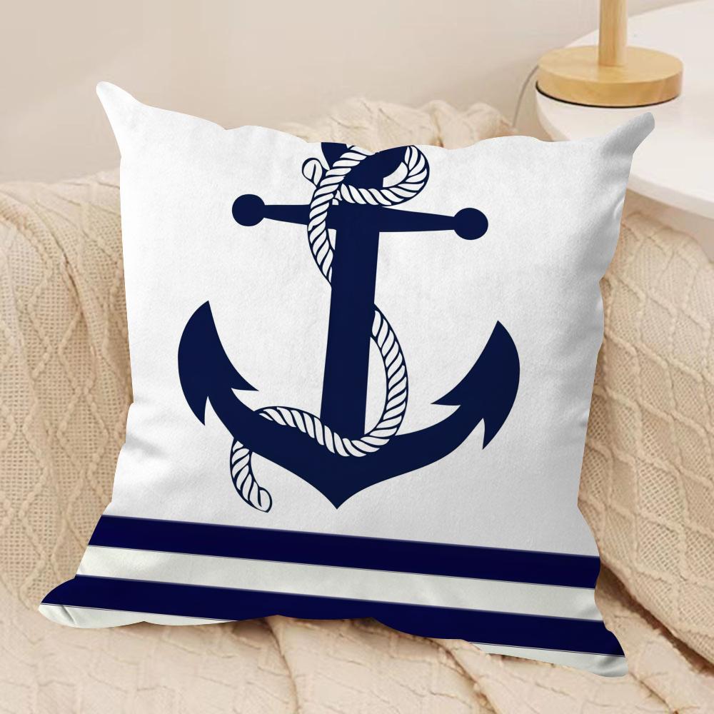 Classic Oocean sailor Cushion Cover Short plush Doublesided Print Square Throw Pillow Covers Sofa Home Cushion Decor