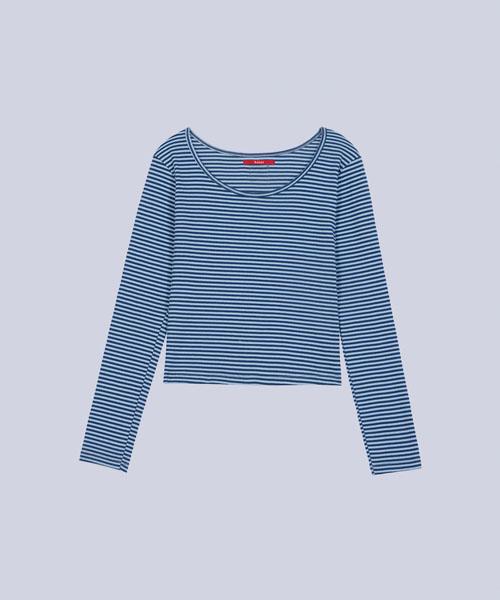 HAINT Deep U-Neck Stripe Long Sleeve T