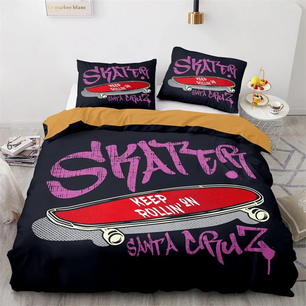 Комплект постельного белья Skateboard Full Size 3D Santa Claus полиэстеровый пододеяльник Skateboard Одеяло Cover Hip Hop Style King Twin Size